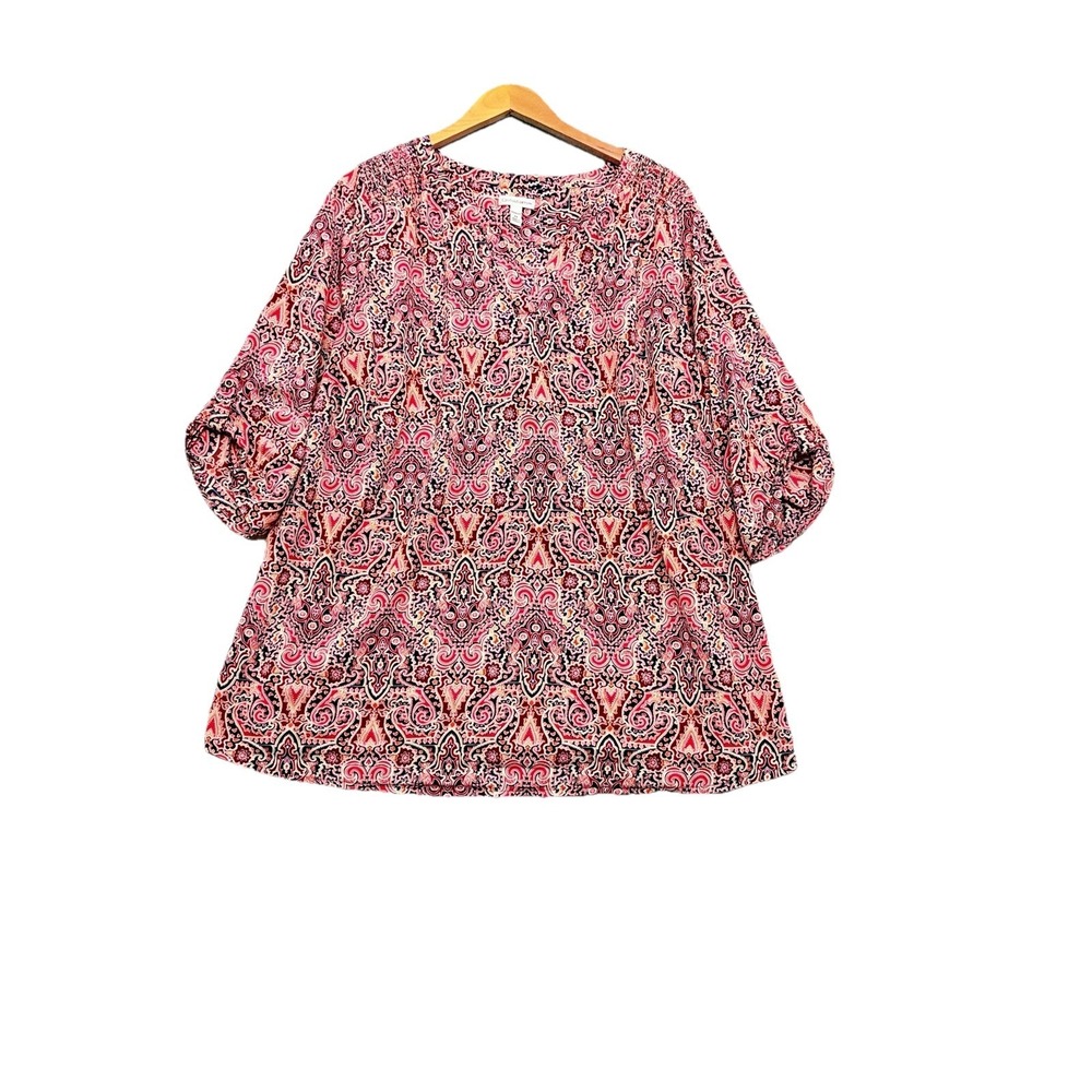 Croft Barrow Tunic Shirt‎ Womens Size 2X Colorful Beach Resort Vacation Flowy
